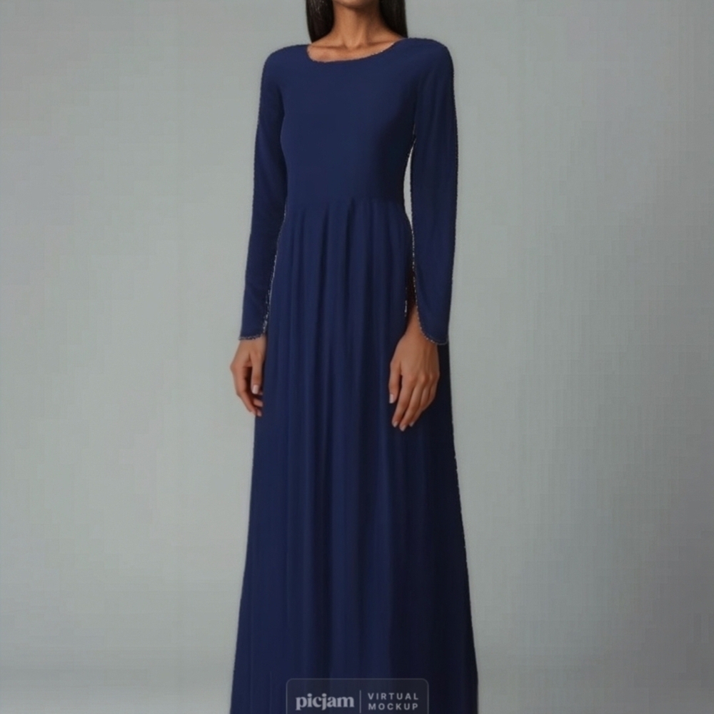 LuLaRoe Blue Pleated Long Sleeve Gown 2X